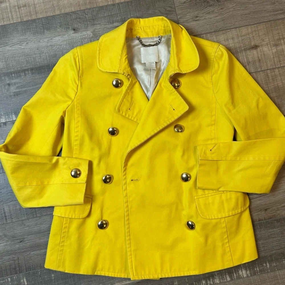 J. Crew Yellow Double-Breasted Pea Coat - Picture 2 of 7